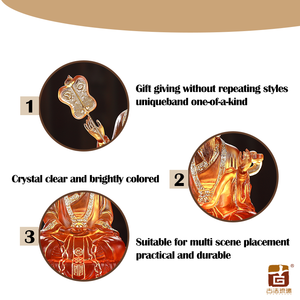 Fatto a mano <span class=keywords><strong>San</strong></span> Qing taoista statua della divinità di cristallo di Liuli con accenti d'oro nuvola celeste Base sacra altare scultura - Product Image 3