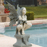 Art moderne Art populaire grandeur nature Décoration de jardin extérieur Sculpture en fibre de verre fabriquée à la main Fées en résine Artisanat en résine