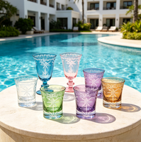 Verres à pied personnalisés SNW gravés à la main, motif cocotier vintage, style plage tropicale, pour bar et fêtes