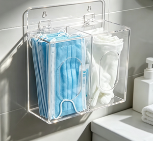 Dispensador de Acrílico con Instalación Autoadhesiva para Mascarillas Desechables, Redes para el Cabello y Guantes - Organizador Ecológico de EPP - Product Image 3