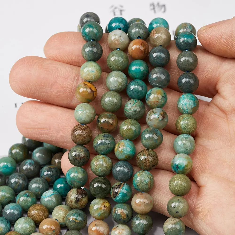 Perles de Chrysocolla naturelles, pierres précieuses, rondes, en vrac, à énergie cristal, fabrication de bijoux, g