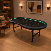 Table de jeu ovale avec pieds pliants, table de cartes Hike on, accoudoirs en cuir, tube carré, table de jeu de cartes pour la maison