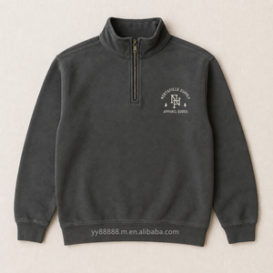 OEM Mens Saints Michael Vente en gros unisexe 100% coton 300gsm lourd polaire Poncho surdimensionné col montant quart fermeture éclair sweats à capuche - Product Image 1
