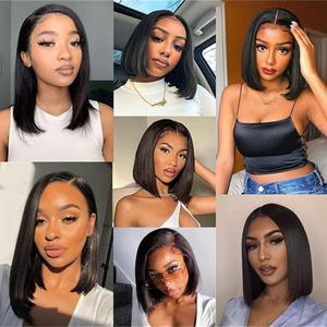 Perruque Courte Carré Lisse Baguette Cheveux Naturels avec Lace Frontale HD, Double Drawn, Cheveux Vietnamiens Pré-Épilés, Dentelle Suisse, Sans Colle - Product Image 4