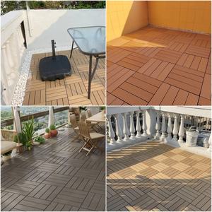 Dalles de sol emboîtables SHENGCHENG 300x300 pour terrasse extérieure, jardin, patio, revêtement de sol en bois-plastique WPC, dalles de terrasse DIY pour extérieur - Product Image 5