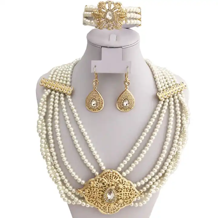 african bridal golden pearl accessories luxury