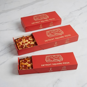 Custom Slice Slide Drawer Pizza Box Single Baked Pasta Rectangle Packaging Mini Cardboard Container 12 Inch Recycled Materials - Product Image 2