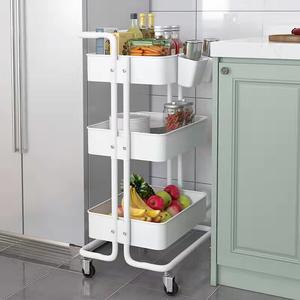 Nordic Small Cart Rack Rolling Bad Organizer <span class=keywords><strong>Craft</strong></span> Roterende Mand Rack Roll Kar Keuken Mand <span class=keywords><strong>Trolley</strong></span> Met Mand - Product Image 5