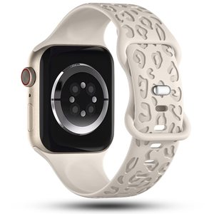 Correa con grabado de leopardo para Apple Watch 40mm 38mm 41mm 44mm 45mm 49mm mujeres, reemplazo de pulsera deportiva de silicona para IWatch Ultra - Product Image 6