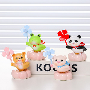 Jouet éolienne animale mignonne en résine, style dessin animé, décoration de bureau pour enfants et adultes, cadeau anti-stress - Product Image 1