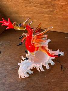 Figurine d'oiseau colibri en verre soufflé à la main, décoration animale rouge, artisanat artistique en verre soufflé, design fait main - Product Image 3