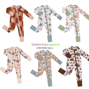 Pyjama convertible à fermeture éclair en fibre de bambou 95% et élasthanne 5% pour nouveau-nés et enfants, vêtements à personnage ODM - Product Image 1