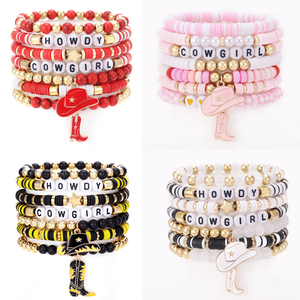 Bracciale alla moda stile Cowboy occidentale nuovo cappello da Cowboy in stile occidentale e stivale con perline e bracciale a strati - Product Image 1