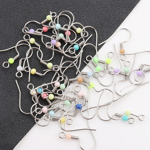 Ganchos para pendientes de acero inoxidable con cuentas y clips de resorte, colores variados, para la fabricación de pendientes, accesorios de joyería H1329 - Product Image 3