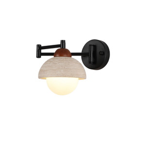Lámpara de pared vintage Wabi Sabi de piedra Huangdong con bombilla LED E27 para dormitorio, sala de estar, luz de lectura. - Product Image 4
