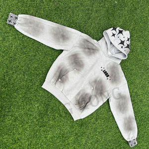 Sweat à capuche OEM pour hommes en éponge de haute qualité, sale et lavé, avec logo imprimé bouffant - Product Image 5