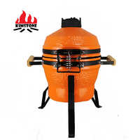 Barbecue Kamado en céramique de 13 pouces de la série KIMSTONE KimBer, avec poignées en bambou, pour la cuisson en plein air
