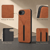 Étui portefeuille rétro en cuir PU pour iPhone 12 13 14 15 16 17 18 Series avec double fente pour cartes et support élastique, coque arrière