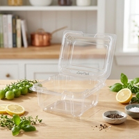 Scatola di Imballaggio Rettangolare in Plastica PET Monouso per Alimenti con Coperchio a Cerniera Design a Conchiglia per Fragole, Ciliegie, Pomodorini, Verdure