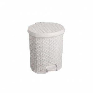 Multipurpose waste <b>bin</b>/<b>bin</b> with <b>lid</b>, rattan design, 11.5L capacity, 27.5x29x32.5 cm, Nordic white color - Product Image 2