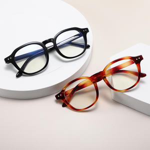 Nouvelles montures de lunettes anti-lumière bleue TR90 ultralégères, monture ronde complète, verres en résine, montures de lunettes unisexes avec clous, style rétro - Product Image 3