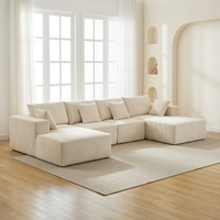 Canapé modulaire sectionnel en tissu velours côtelé en forme de U, compressé sous vide, de haute qualité, moderne, en mousse à mémoire de forme, personnalisable pour appartement et atelier