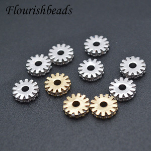 Espaciador de rebanada redonda pavimentada de <span class=keywords><strong>plomo</strong></span> y níquel, chapado en oro y <span class=keywords><strong>plata</strong></span>, CZ, para fabricación de collares y pulseras - Product Image 3