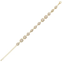 Bracelet en laiton Jinyuan, design géométrique exquis et luxueux, orné de zircons en forme de cœur, goutte d'eau et carré