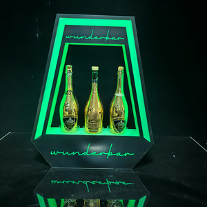 Acrylic Illuminated Champagne Display Stand Three Bottle Wine Rack Base <b>Led</b> <b>Lighted</b> Liquor Holder For KTV <b>Bar</b> Atmosphere Effect - Product Image 2