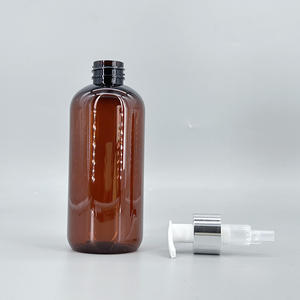 Fournisseur de l'usine de bouteille ronde boston ambrée vide de 360ml 480ml en plastique PET bouteille de lotion vaporisateur à pompe pour emballage cosmétique - Product Image 4