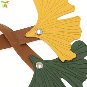 Handcrafted Ginkgo&Green Leaf Pu Bag Handbag Purse <b>Charm</b> Unique Leather Accessory Gift Ginkgo Keychain - Product Image 4