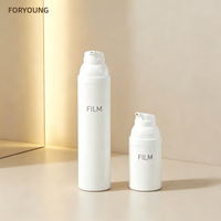Botol Vakum PP Daur Ulang 30ml/50ml/75ml/100ml Putih Dinding Ganda dengan Label Cetak, Botol Pompa Tanpa Udara untuk Lotion