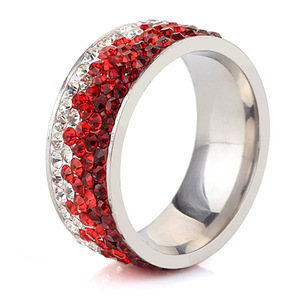Stainless Steel <b>Titanium</b> <b>Ring</b> 8mm Pave Setting Gradient Color Unisex Fashion Jewelry Gift - Product Image 5