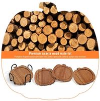 Sous-verres en bois d'acacia en forme de citrouille, très demandés, pour accessoires de bar à café et décoration de table