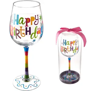 2024 Groothandel Festival Cadeau Selectie Kleurrijke Bedrukking Glazen Beker Beker Voor Verjaardagscadeau