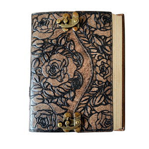 Flor antigua 100% diario de cuero genuino rosa en relieve libro de carbón de sombra cuaderno de papel hecho a mano regalo organizador Personal - Product Image 1