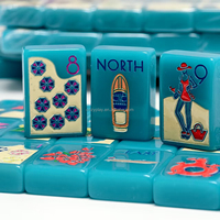 Ensemble de mahjong américain en acrylique gravé de luxe, thème océan bleu Hawaï, 160 pièces, idéal pour un cadeau de Noël