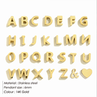 Chihang Simple Pendentif Breloque Initiale Alphabet en Acier Inoxydable Plaqué Or 14K Poli Miroir pour Collier DIY