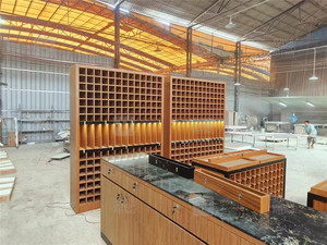 Gỗ Cổ Rượu Cửa Hàng Kệ Đồ Nội Thất Tùy Chỉnh Whisky Tường Hiển Thị Tủ Bán Buôn Rượu Vang Cửa Hàng Hiển Thị - Product Image 5