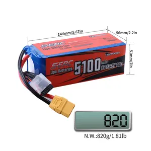 SUNPADOW Lipo Battery RC Airplane Helicopter Drone FPV Quadcopter With 5100mAh 22.2V 60C With XT90 Plug For 6S Lipo Battery
