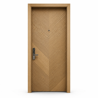 Modern Chevron Slatted Wood Front Door Contemporary Herringbone V-groove Timber Apartment Entrance Door
