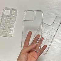 Coque de téléphone 3-en-1 en TPU+PC, transparente, design cube de glace, avec dos amovible DIY et fonction Shake Shake, protection pour iPhone 17 Pro Max 16