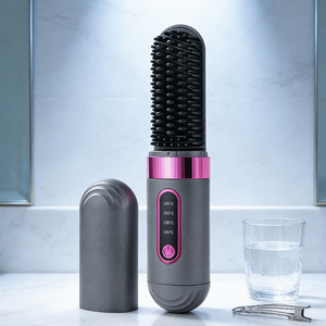 0728 10s Quick Heating Hair Straightener Flat Iron Ionic Plus Handheld Portable Ceramic <b>Hot</b> <b>Comb</b> Brushes - Product Image 1