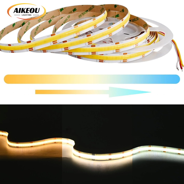 CCT COB LED Strip Light High Density Fob USB 24V/12V/5V Waterproof PIR Motion Sensor Dimmable