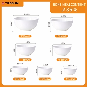 Juego de tazones de porcelana blanca de varios tamaños, tazones de cerámica para arroz y sopa, para uso diario en el hogar y restaurante. - Product Image 4