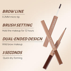 Özel toptan 2 In 1 çift uçlu Vegan yüksek Pigment kaş kalemi Private Label şekillendirici kaş su geçirmez kaş jel kozmetik - Product Image 2