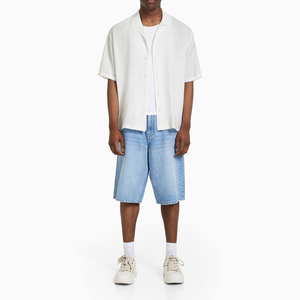 Girocollo da uomo camicie a maniche corte <span class=keywords><strong>senza</strong></span> tasche da uomo larghe camicie in cotone OEM - Product Image 4