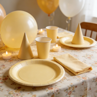DAMAI Fournitures de fête de couleur unie, vaisselle en papier de couleur unie, ensemble de vaisselle jetable, assiettes de 7 pouces et 9 pouces, gobelets en papier, serviettes