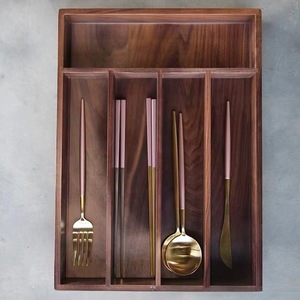 Wooden Cutlery <b>Storage</b> <b>Box</b> Rectangular Drawer Organizer For <b>Kitchen</b> Fork Spoon Chopsticks Hotel Catering Use - Product Image 2