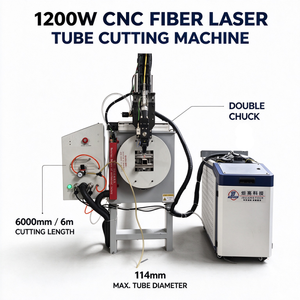 Máquina de Corte de Tubos por Láser de Fibra de 1200W, Cortadora de Tubos Metálicos de 6m con Doble Mandril - Product Image 1